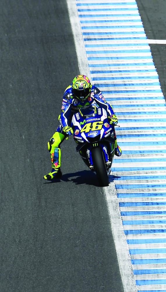 Movistar Yamaha MotoGP’s Italian rider Valentino Rossi in action during the Japanese Grand Prix at the Twin Ring Motegi Circuit in Motegi in this file photo.