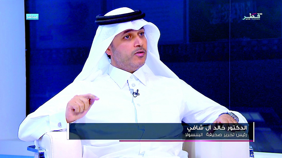 Dr. Khalid Mubarak Al-Shafi, Editor-in-Chief of The Peninsula, talking in 