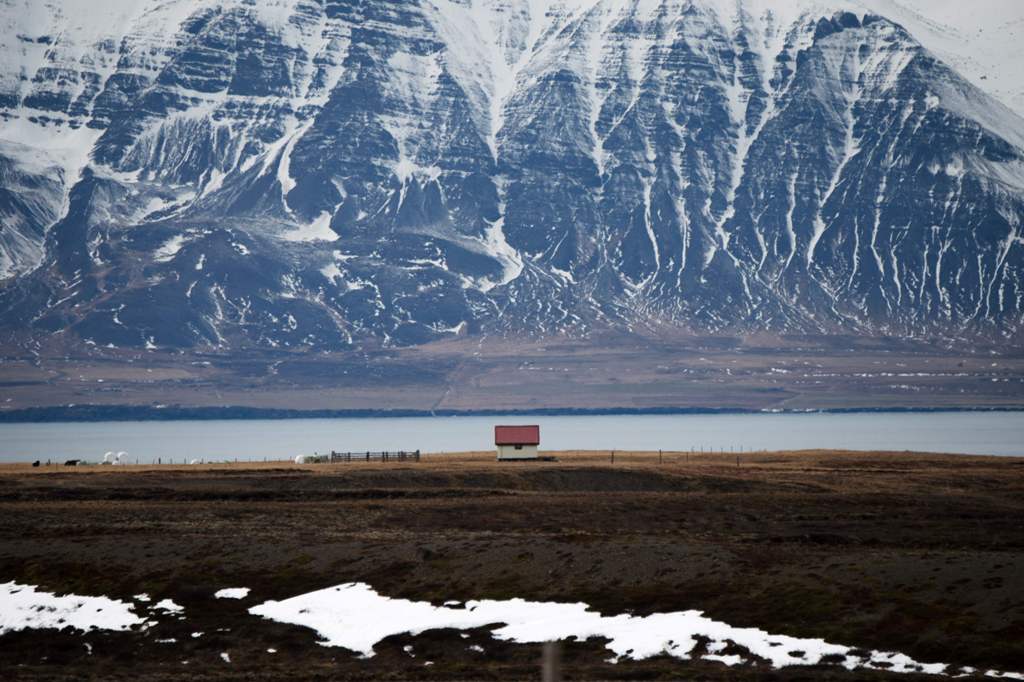 (FILES) This file photo taken on April 10, 2017 shows a house near snow-covered mountain on the Snaefellsjokull peninsula in Iceland. AFP / LOIC VENANCE