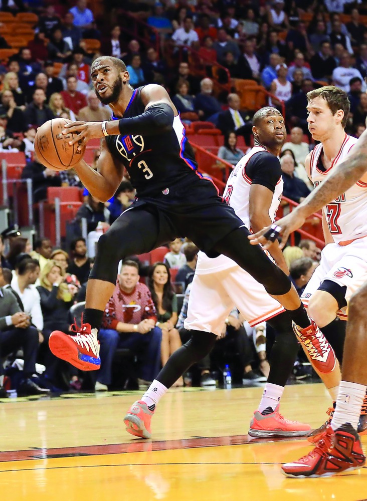 Los Angeles Clippers’ guard Chris Paul (left) in action. 