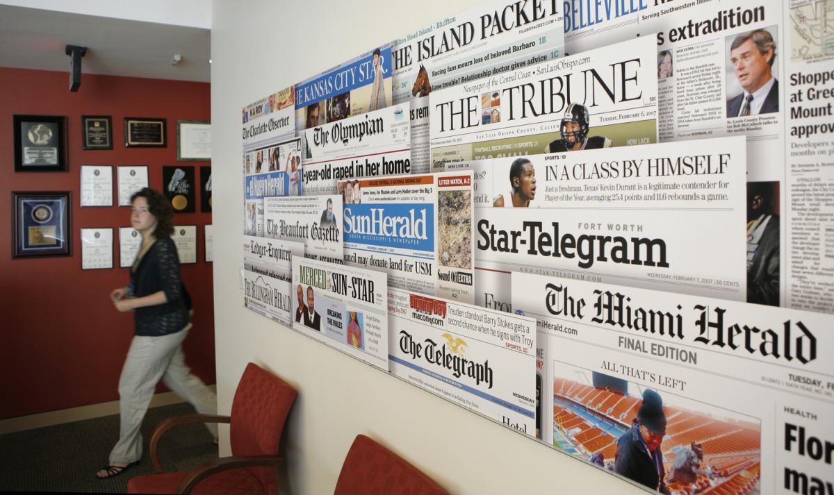 A 2008 photograph of McClatchy Company’s DC office. The group once owned a chain of more than 30 US newspapers. Reuters  