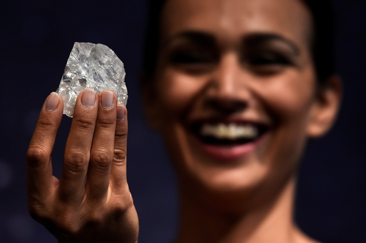 A model shows off the 1109 carat 