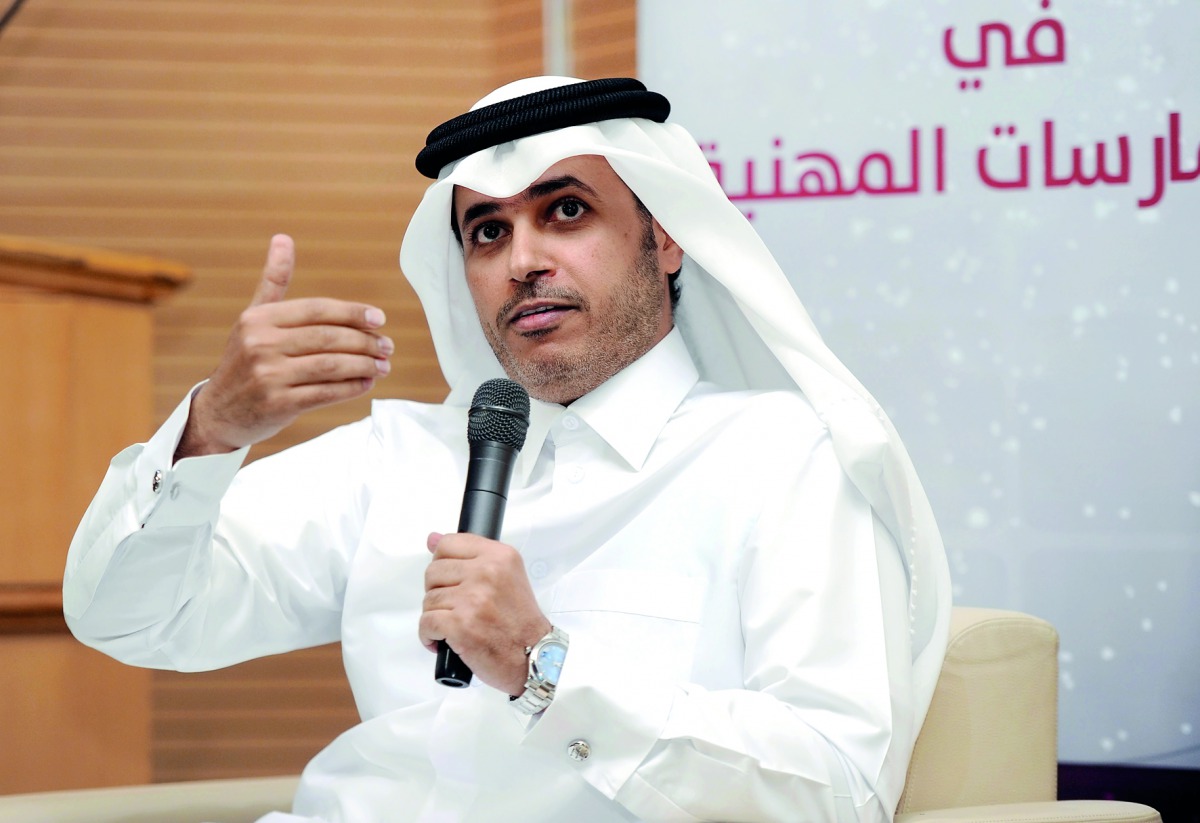 Dr. Khalid Mubarak Al-Shafi, Editor-in-Chief of The Peninsula, talking at a symposium on “Media Ethics in Professional Practices” held at Qatar University.