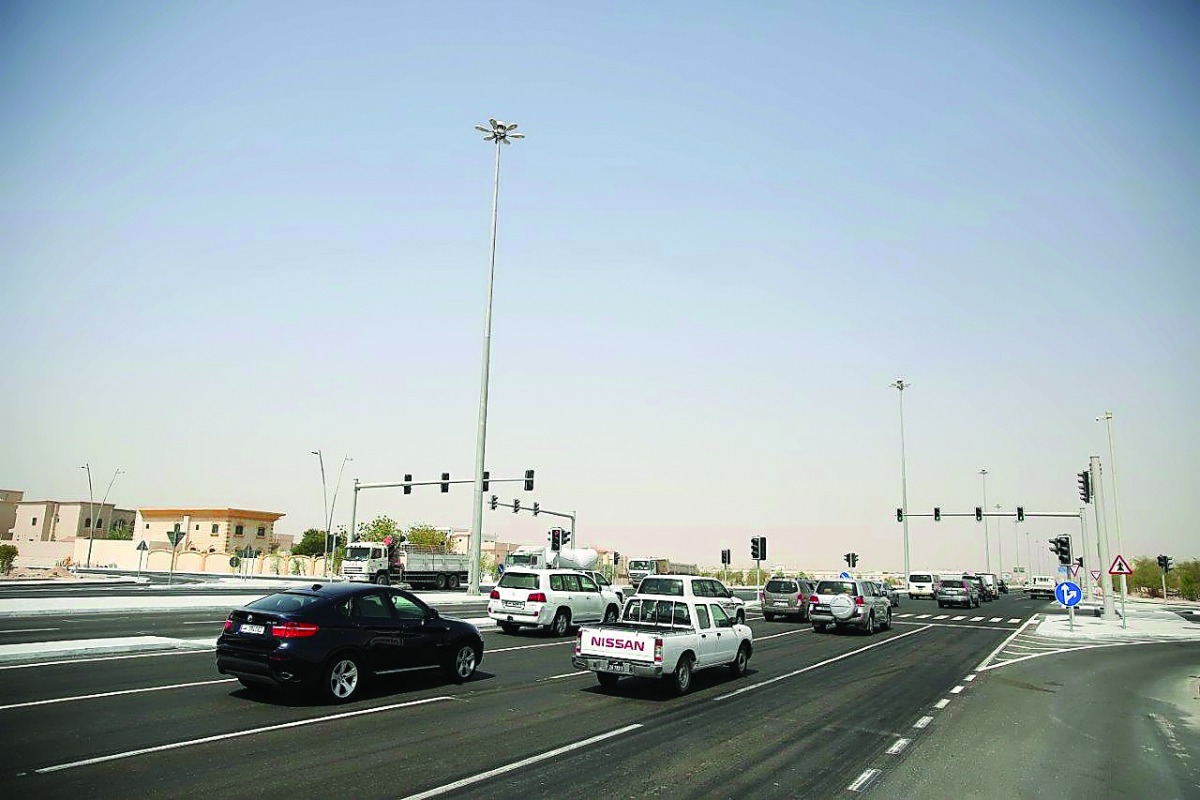 Motorists pass through the upgraded Al Khafji Street. 