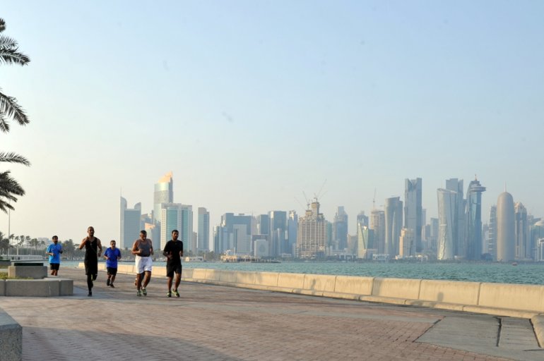 File photo of people out on Corniche for their morning run. (Photo: Kammuty Vp / The Peninsula) 