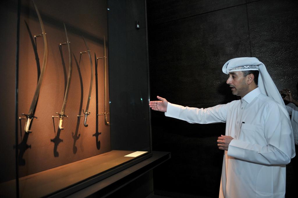 Fadel Al Mansoori, Collector during the media tour at his exhibition Powder and Damask which opened officially at the Museum of Islamic Art . Baher Amin