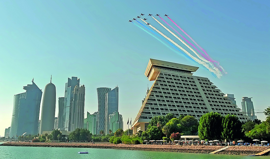 A file picture of The Red Arrows aerobatics at the Doha Corniche in 2013.