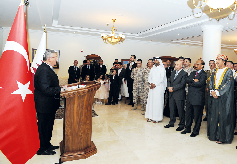 Ambassador of Turkey to Qatar, Fikret Ozer, addressing a function to mark the 95th anniversary of Victory Day, at his residence in Doha yesterday. Salim Matramkot © The Peninsula 