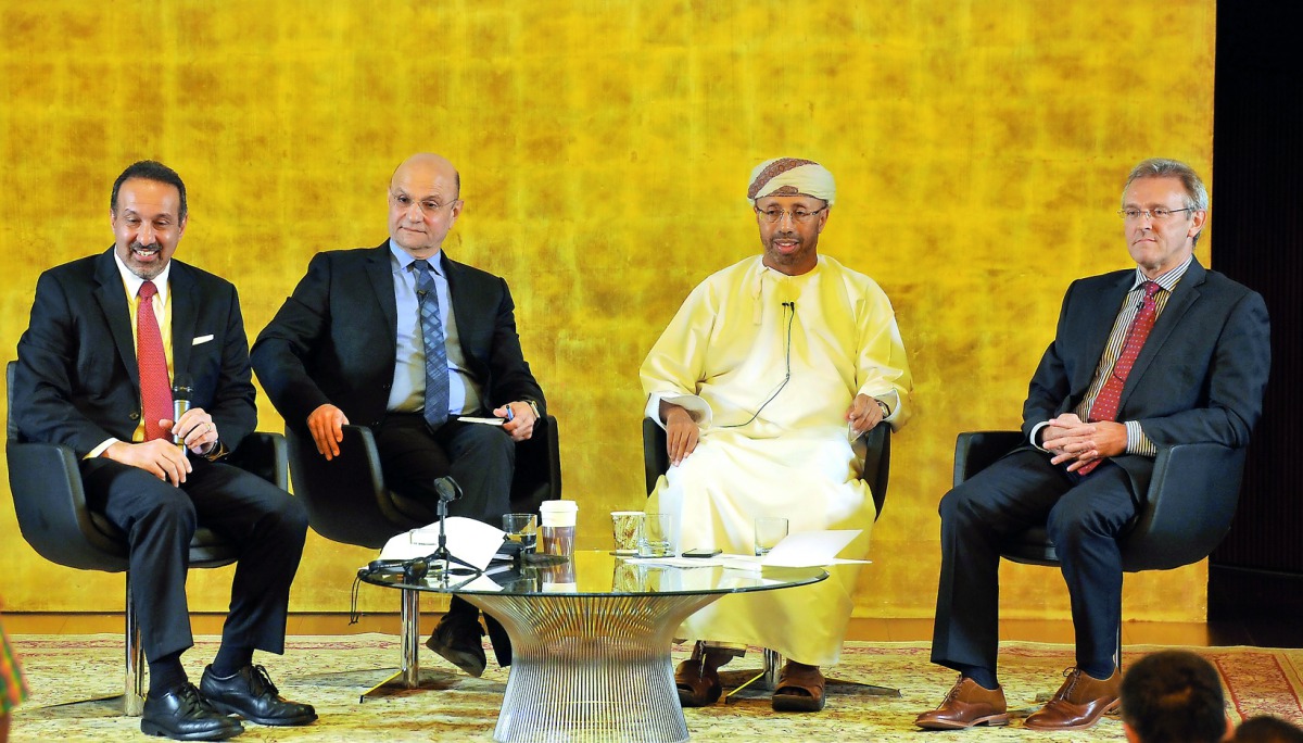 (FROM LEFT) Mehran Kamrava, Moderator, Center for International and Regional Studies;  Shafeeq Ghabra, Professor of Political Science at Kuwait University; Dr Abdullah Baabood, Director of Gulf Studies Program at Qatar University; and Gerd Nonneman, Profe