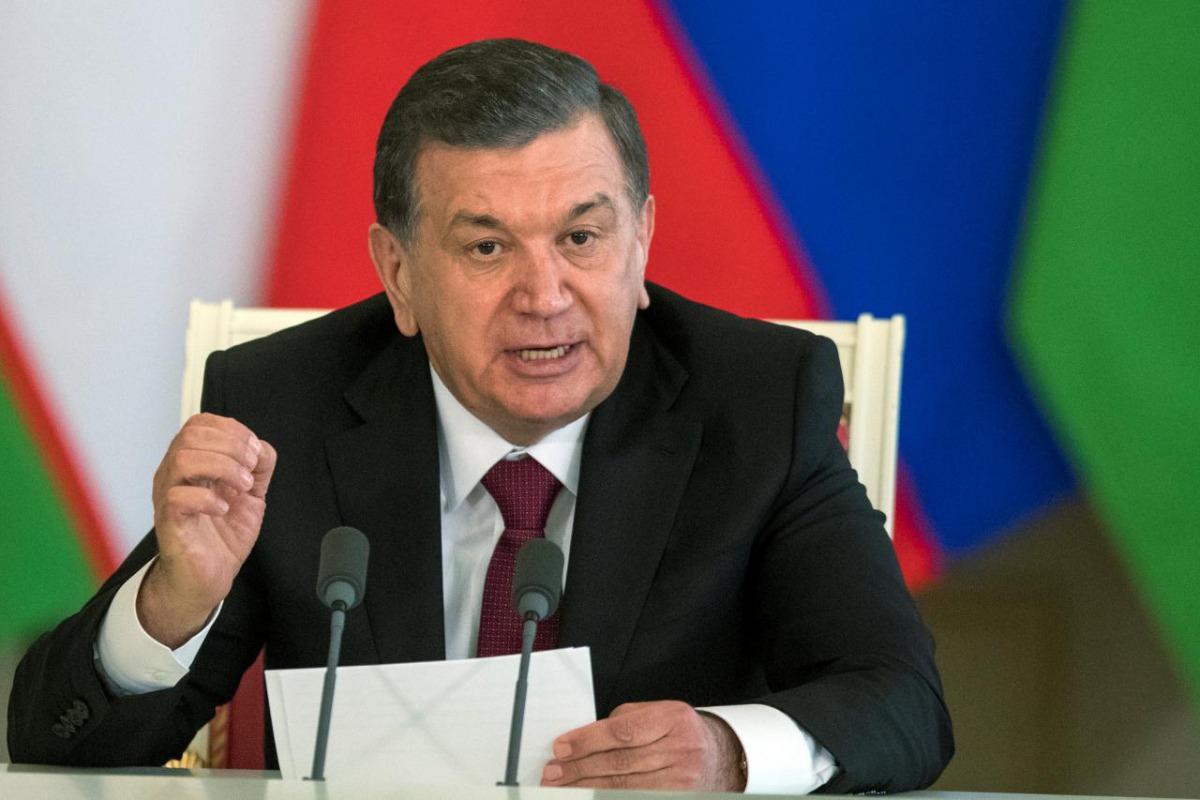 FILE PHOTO - Uzbek President Shavkat Mirziyoyev speaks during a news conference following his talks with Russian President Vladimir Putin (not pictured) in Moscow's Kremlin, Russia April 5, 2017. REUTERS/Pavel Golovkin