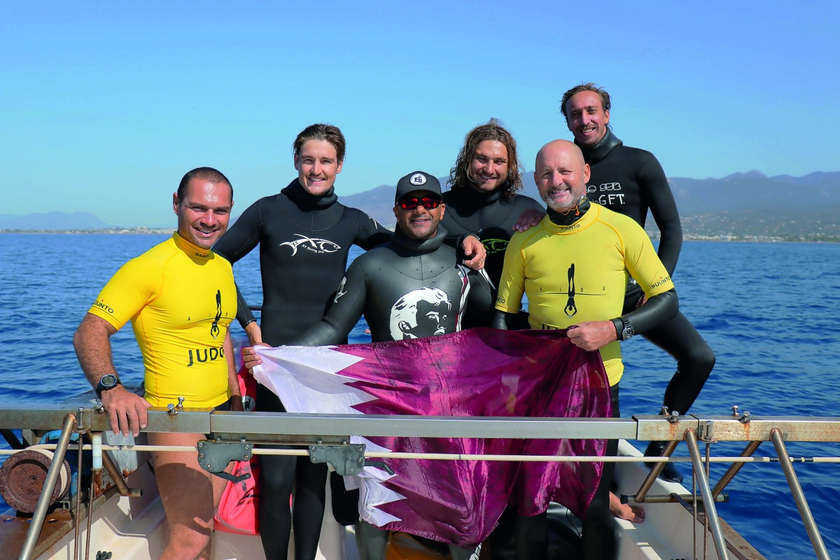 Amro Al Hamad with other divers in Kalamat, Greece.