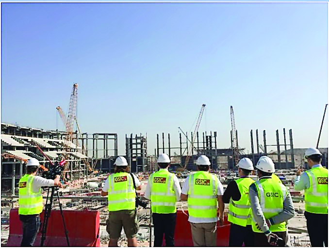 Workers at a construction site in Doha. 