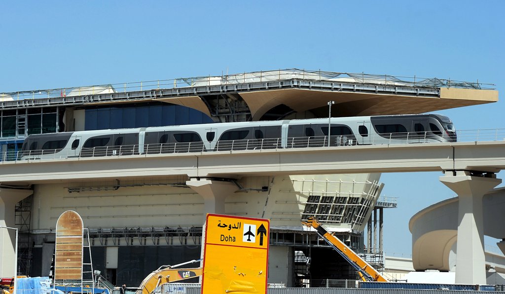 Doha Metro train at Ras Bu Fontas station. Photo by Abdul Basit © The Peninsula