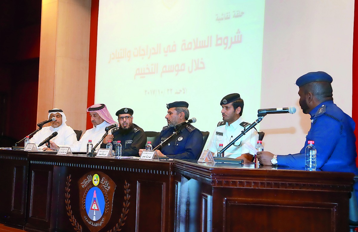 Experts speak during the panel discussion by the Traffic Information and Awareness Department at General Directorate of Traffic yesterday. 