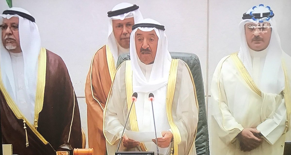 Kuwaiti Emir H H Sheikh Sabah al-Ahmad Al-Sabah at the second ordinary session of the 15th legislative term of National Assembly. 
