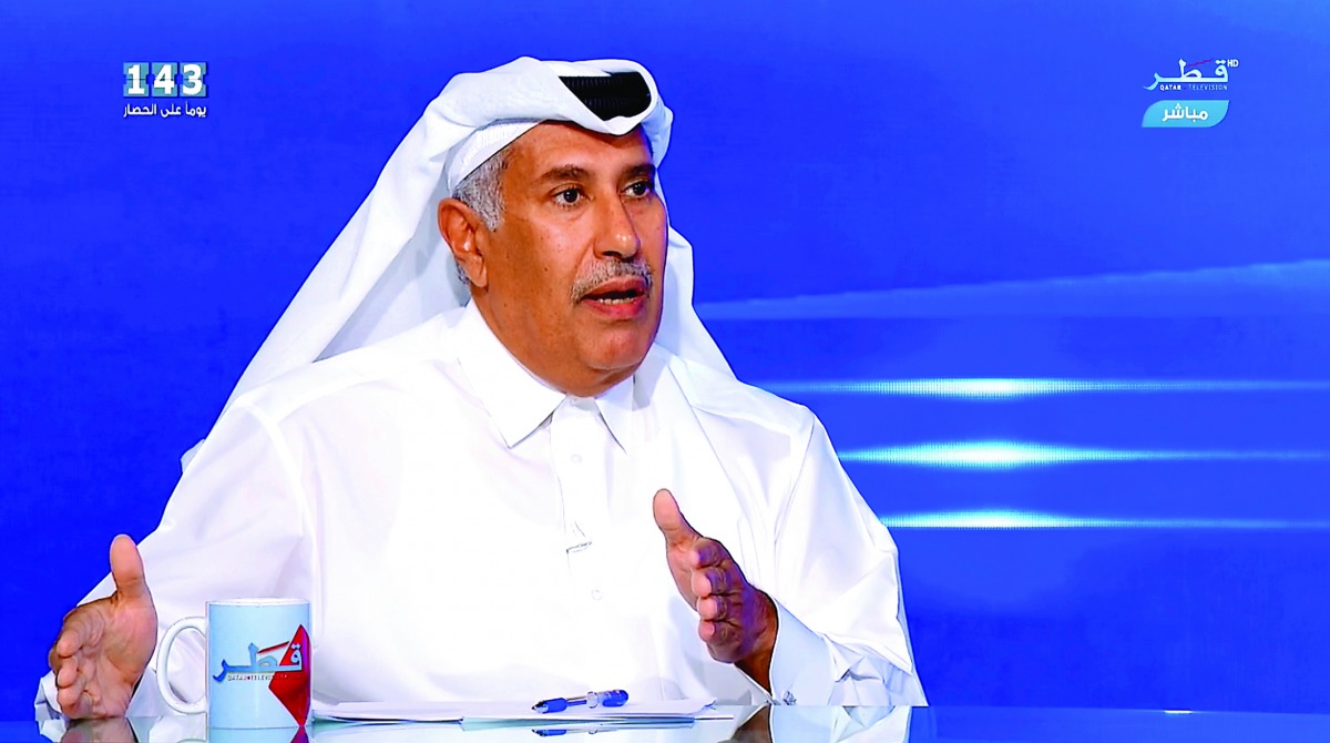 TV grab of former prime minister and foreign minister of Qatar H E Sheikh Hamad bin Jassim bin Jabor Al Thani speaking on Qatar TV talk show “The Truth” last night.