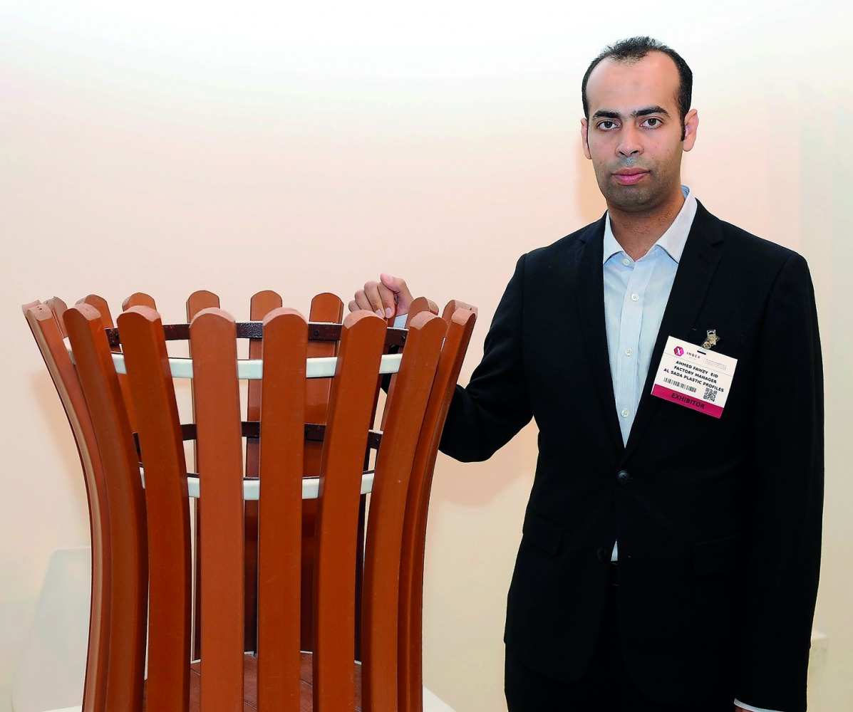 Ahmed Fawzy, Factory Manager of Al Sada Plastic Profiles with one of the products. Pic: Salim Matramkot / The Peninsula