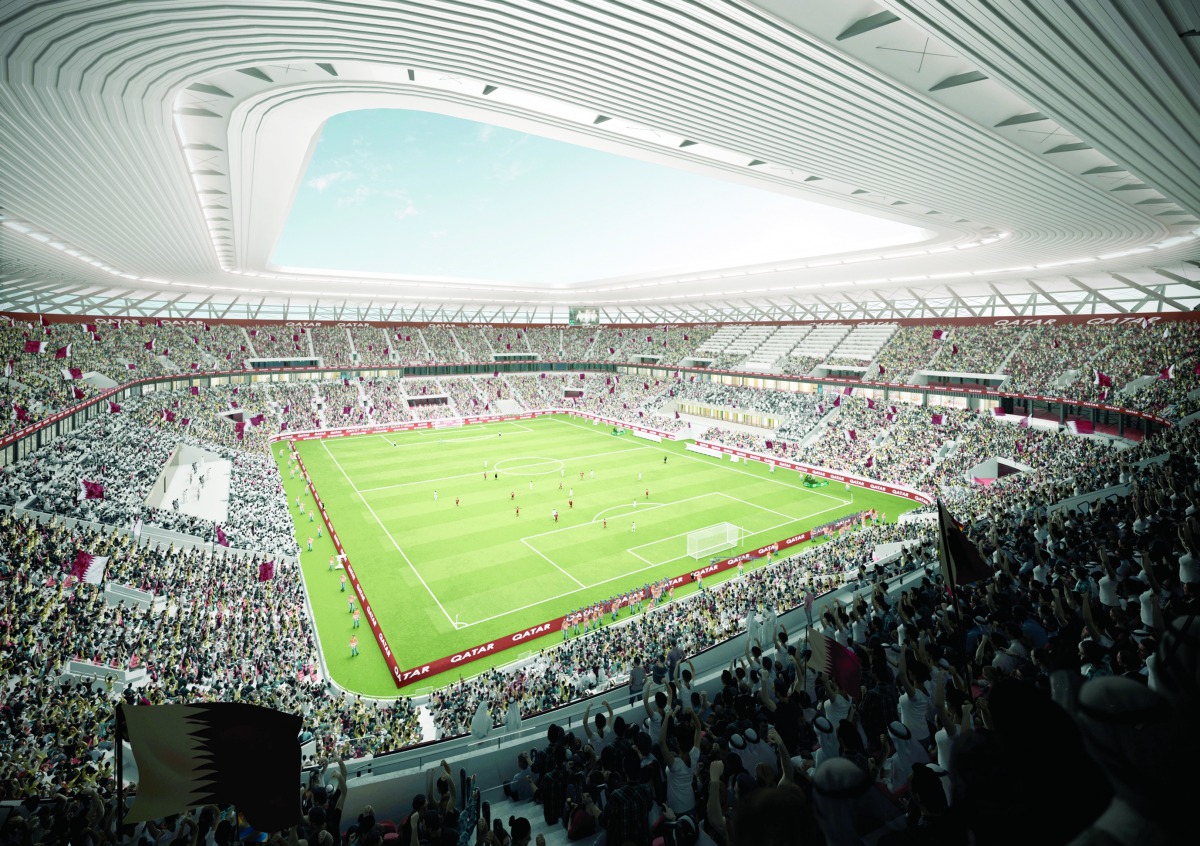 An artist's illustration of Doha's Ras Abu Aboud Stadium. The stadium which will host 40,000 fans in the 2022 World Cup, is set to be completed by 2020.