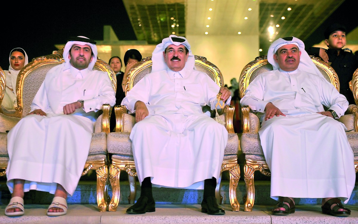 H E Hamad bin Abdulaziz Al Kawari (centre), Minister of State, and other officials during the Education City United event which took place at Qatar Foundation Ceremonial Court yesterday. Pic: Baher Amin / The Peninsula 