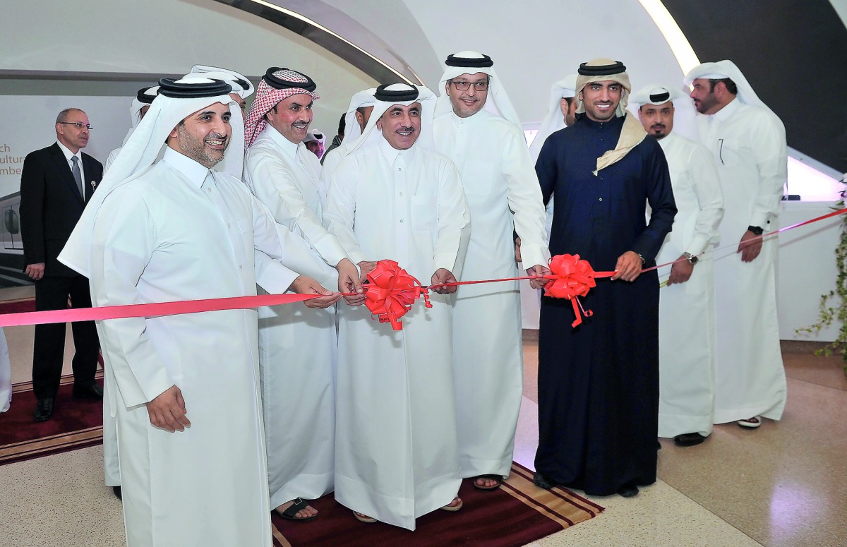 FROM LEFT: Minister of Transport and Communications, H E Jassim bin Saif Al Sulaiti (centre); Abdulla Abdulaziz Turki Al Subaie, CEO and Chairman of Qatar Rail; and Abdullah bin Nasser Turki Al Subaey, Chairman of Civil Aviation Authority, with other offi