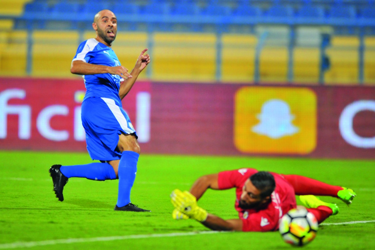 Al Kharaitiyat midfielder Tiberkanine Rachid scores his second goal against Al Khor during their QSL Cup match at Al Gharafa Stadium in this October 10 file photo. 