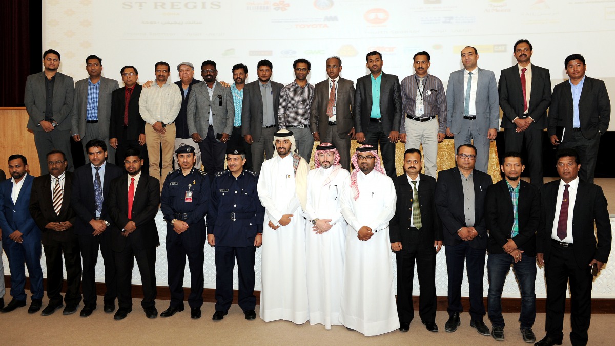 Brigadier Abdullah Khalifa al Muftah, Director of Public Relations Department at the Ministry of Interior, with other officials and heads of various expatriate communities, during a meeting to announce the National Day celebrations to be organised by the 