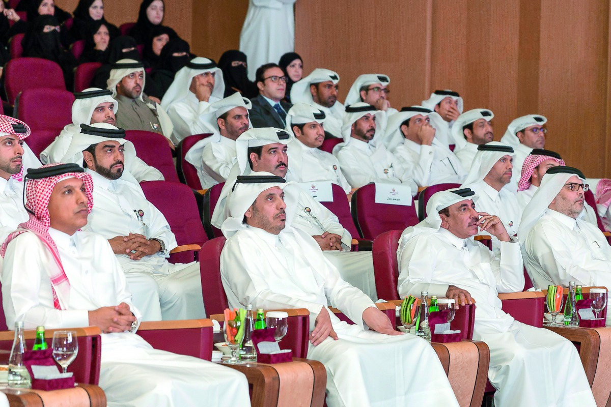 Prime Minister and Interior Minister, H E Sheikh Abdullah bin Nasser bin Khalifa Al Thani, after inaugurating the outcomes of the comprehensive urban plan of the State of Qatar, at the headquarters of the Ministry of Municipality and Environment, yesterda