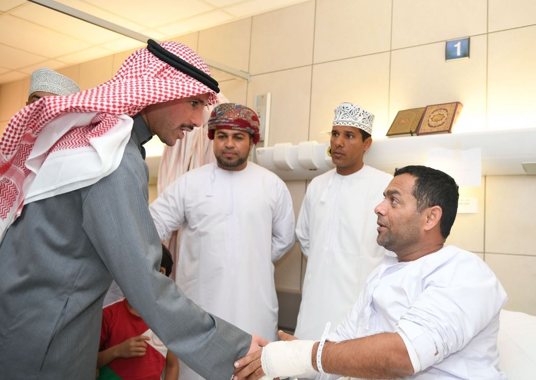 National Assembly Speaker Marzouq Al-Ghanim checks on wellbeing of wounded Omani fans