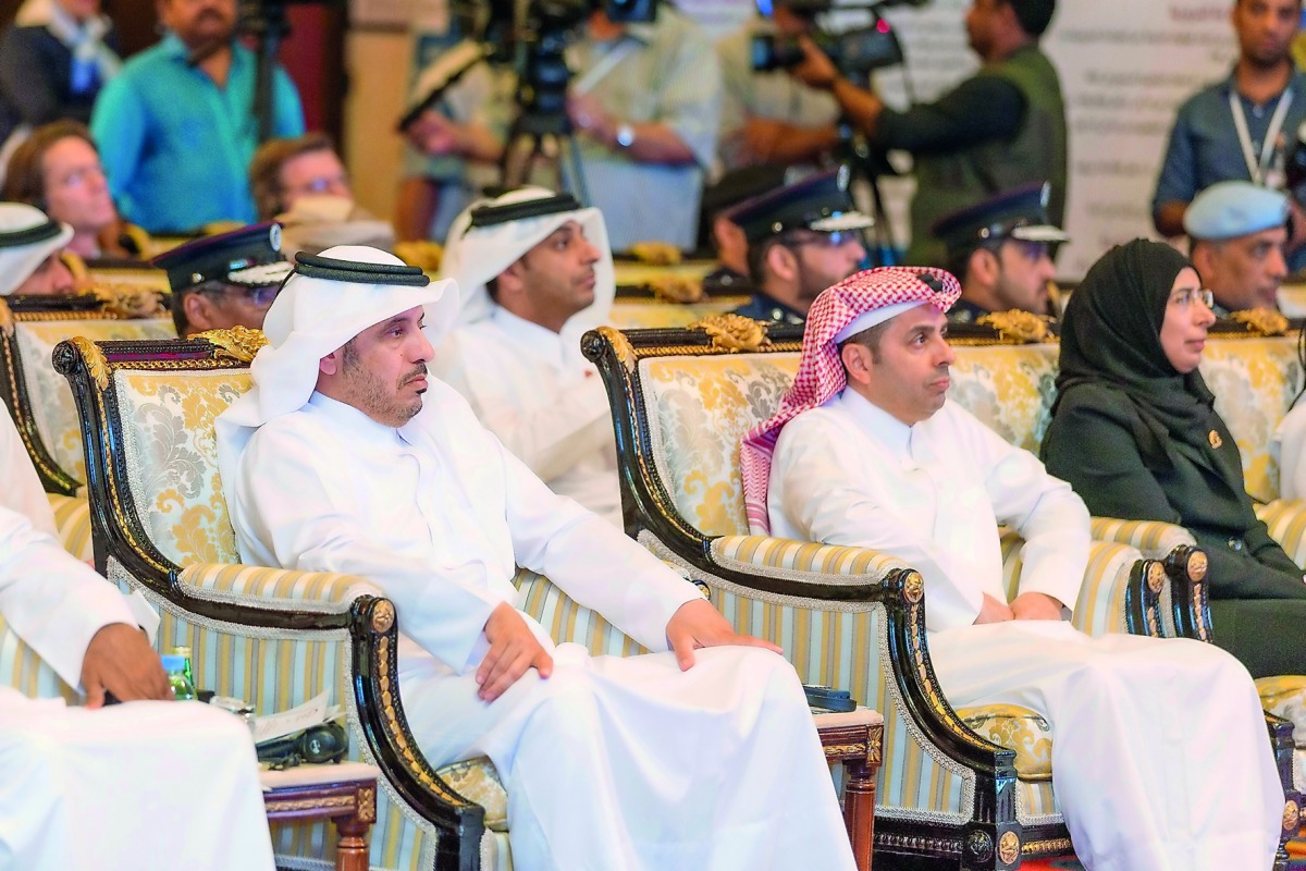 Prime Minister and Interior Minister H E Sheikh Abdullah bin Nasser bin Khalifa Al Thani, Minister of Education and Higher Education H E Dr Mohammed Abdul Wahed Al Hammadi and Minister of Public Health H E Dr Hanan Mohamed Al Kuwari (right) at the launch 