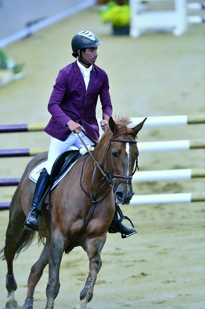 Qatari rider Mubarak Yousuf Al Rumaihi, astride Viking D in action during the Hathab Series.