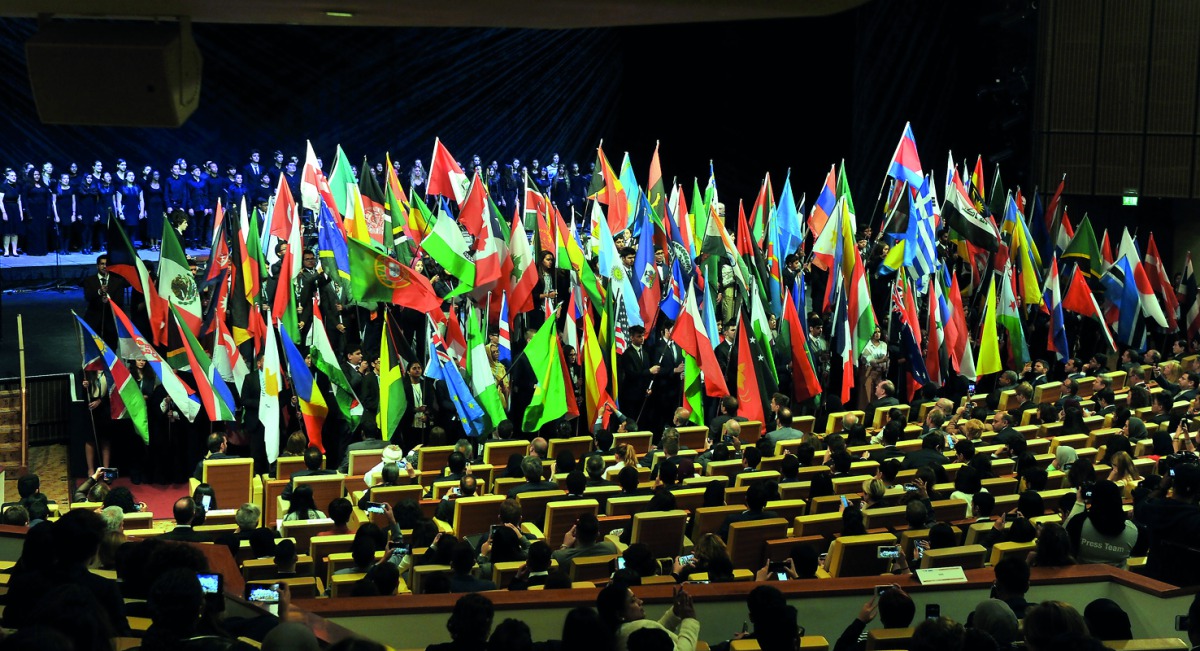 The venue of the seventh annual THIMUN Qatar Conference during the official launching ceremony at QNCC yesterday. Pic: Kammutty V P / The Peninsula 