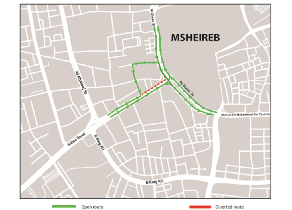 Diversion map for Al Diwan Street.