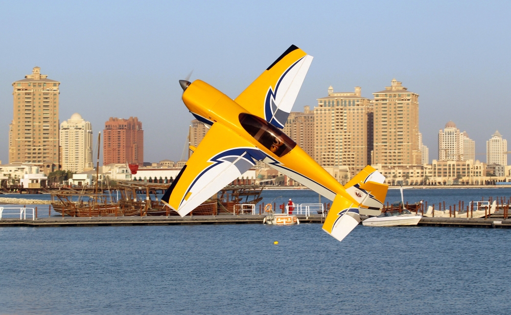 An aircraft flies during the second RC aircraft festival at Katara in Doha, Qatar February 1, 2018. Photos: REUTERS/Naseem Zeitoon