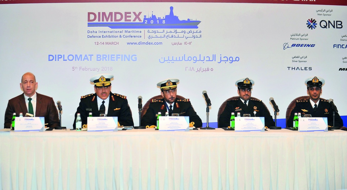 Tom Sawyer, MENC Producer; Brigadier General Sea Tariq Khalid Al Obaidli, Head of the International Military Cooperation Authority; Staff Brigadier Sea Abdulbaqi Saleh Al Ansari, DIMDEX Chairman; Captain Sea Abdulla Rashid Al Nuaimi, VIP Delegation and Pr