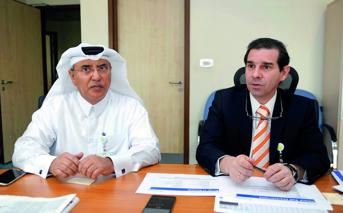 FROM LEFT: Mohamed Amer Al Marri, Assistant Executive Director Business and Staff Services, Top Administration Department , Cuban Hospital, and Dr Angel Mario Felpe Garmendia, Medical Director of the Cuban Hospital during a media briefing held recently. P