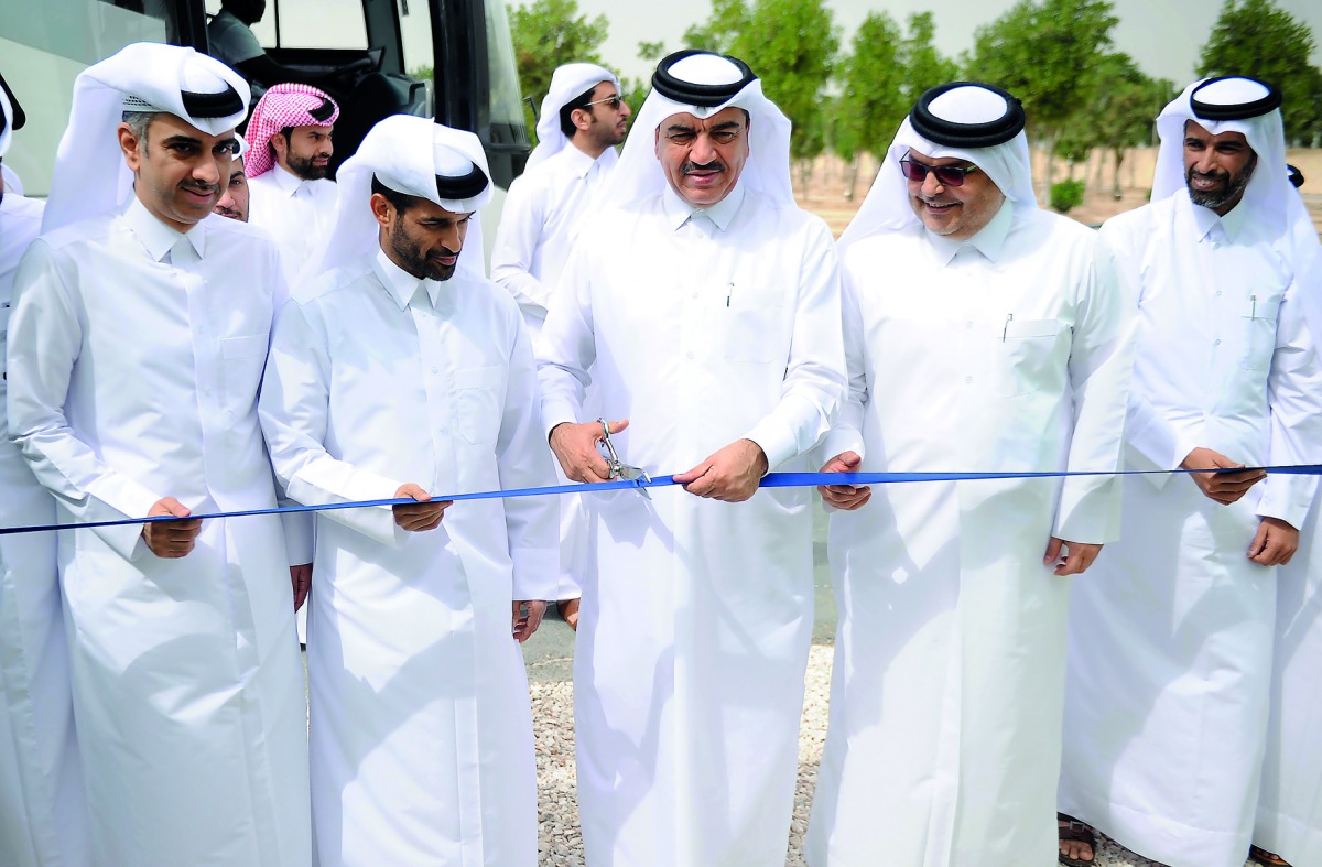 Minister of Municipality and Environment H E Mohamed bin Abdullah Al Rumaihi (centre), with Hassan Al Thawadi (second left), Secretary-General, Supreme Committee for Delivery and Legacy, Dr Eng Saad bin Ahmad Al Muhannadi  (second right), President of the