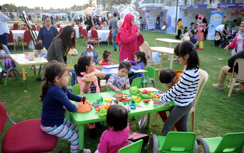 Children engaged in activities at Hotel Park. Pic: Abdul Basit / The Peninsula