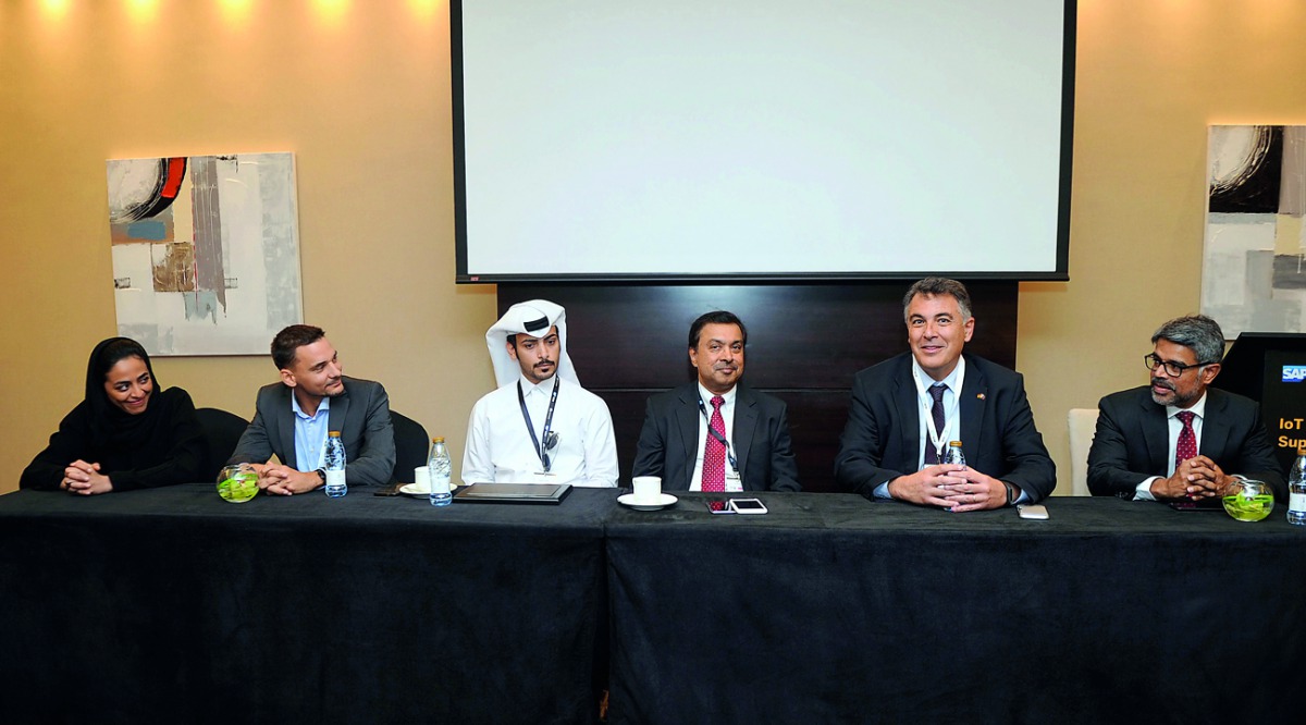 FROM LEFT: Manar Khalifa Al Muraikhi, Director of Community and Public Relations Ooredoo Qatar; Rok Libnik, Assistant Director Manager and ICT service Ooredoo; Nasser Mohammed Al Marri, Head of Educational and Sport IT service Aspire; Saji Oommen, IT Dire