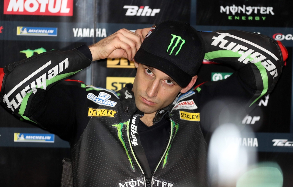 Monster Yamaha's French driver Johann Zarco speaks during a press conference following the MOTO GB qualifiers at the Losail International Circuit in Doha on March 17, 2018. (AFP / KARIM JAAFAR)