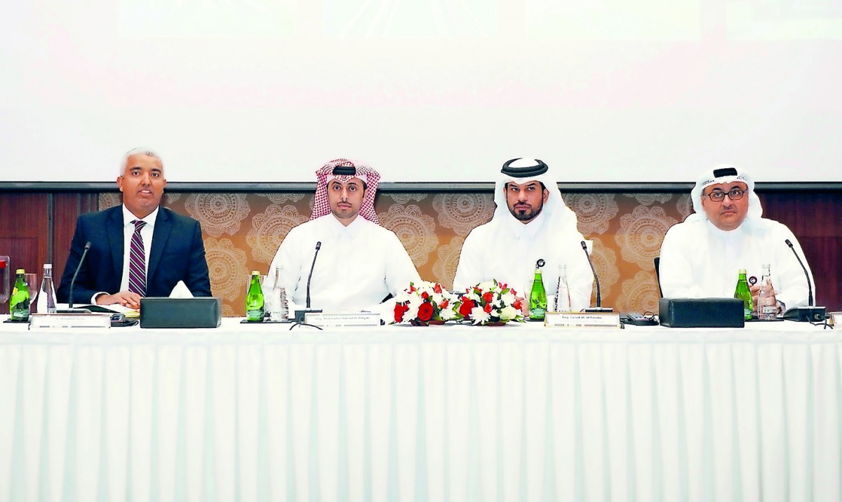 FROM LEFT: Dr Mohamed Nazier,  Ashghal Local Roads and Drainage Program at Parsons Brinckerhoff, Eng. Abdullah Al Attiyah, Assistant President for PWA, Eng Saoud Al Tamimi, Manager of Road Projects Department, Eng. Ahmed Al Ansari, Manager of Technical Of