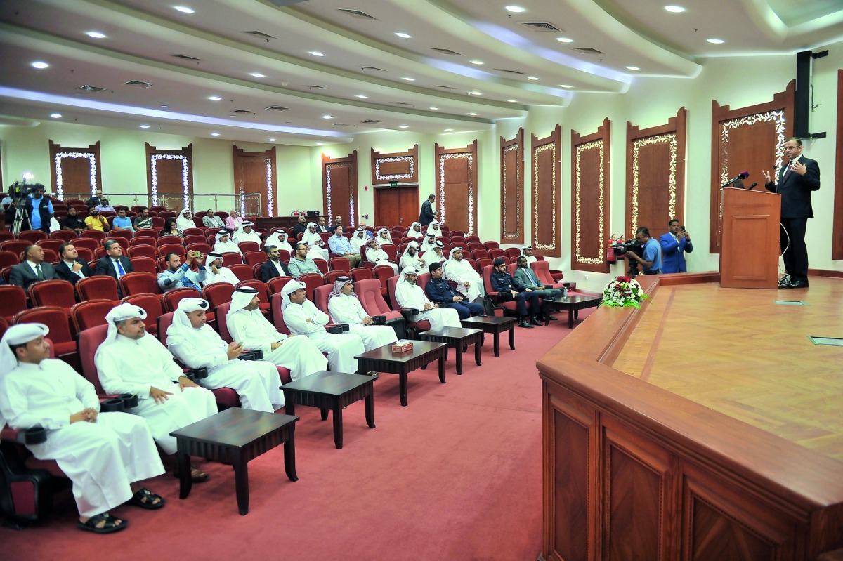 The dignitaries at the seminar on anti-cybercrime law held at the Department of Criminal Investigation, yesterday. Pic: Baher Amin / The Peninsula