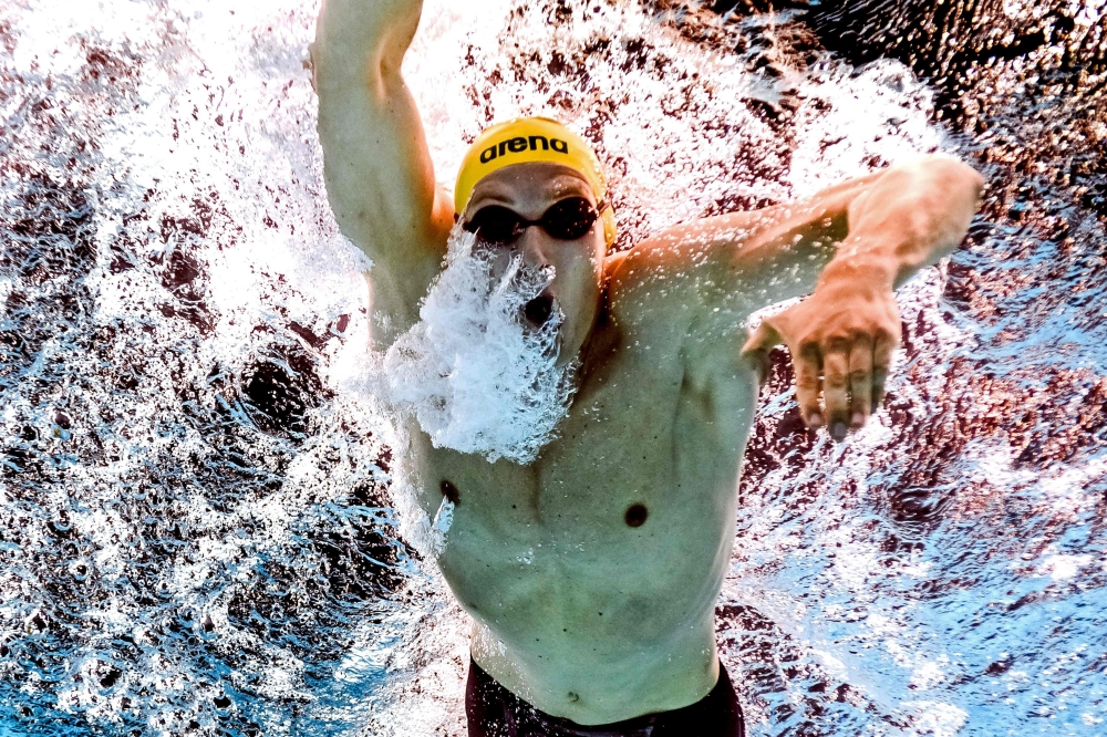 Australia's Mack Horton competing in a heat of the men's 1500m freestyle during the swimming competition at the 2017 FINA World Championships in Budapest, on July 29, 2017.  AFP / François-Xavier Marit