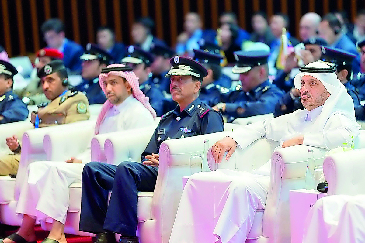 Prime Minister and Interior Minister H E Sheikh Abdullah bin Nasser bin Khalifa Al Thani, Chairman of the Supreme Council of Police College, during the opening of the 7th  Conference of the International Association of Police Academies and Colleges at She