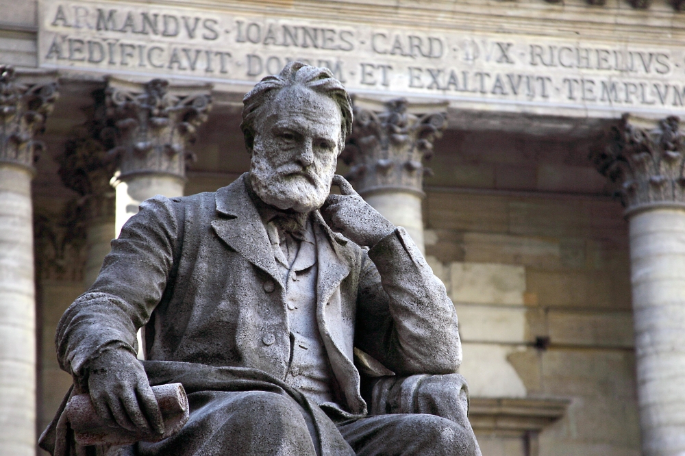 (FILES) This file photo taken on October 10, 2006 shows the statue of Victor Hugo near the chapel in the courtyard of the Sorbonne university in Paris. AFP / Joël SAGET