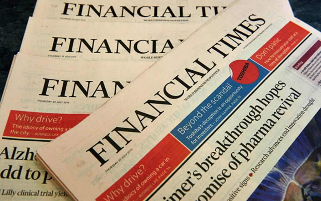 FILE PHOTO: Copies of Financial Times displayed for photograph in London. Reuters