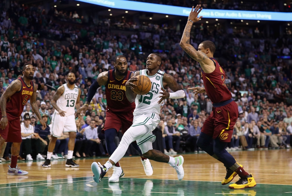 Terry Rozier #12 of the Boston Celtics drives to the basket in the second half against the Cleveland Cavaliers during Game Two of the 2018 NBA Eastern Conference Finals at TD Garden on May 15, 2018 in Boston, Massachusetts. Maddie Meyer/AFP