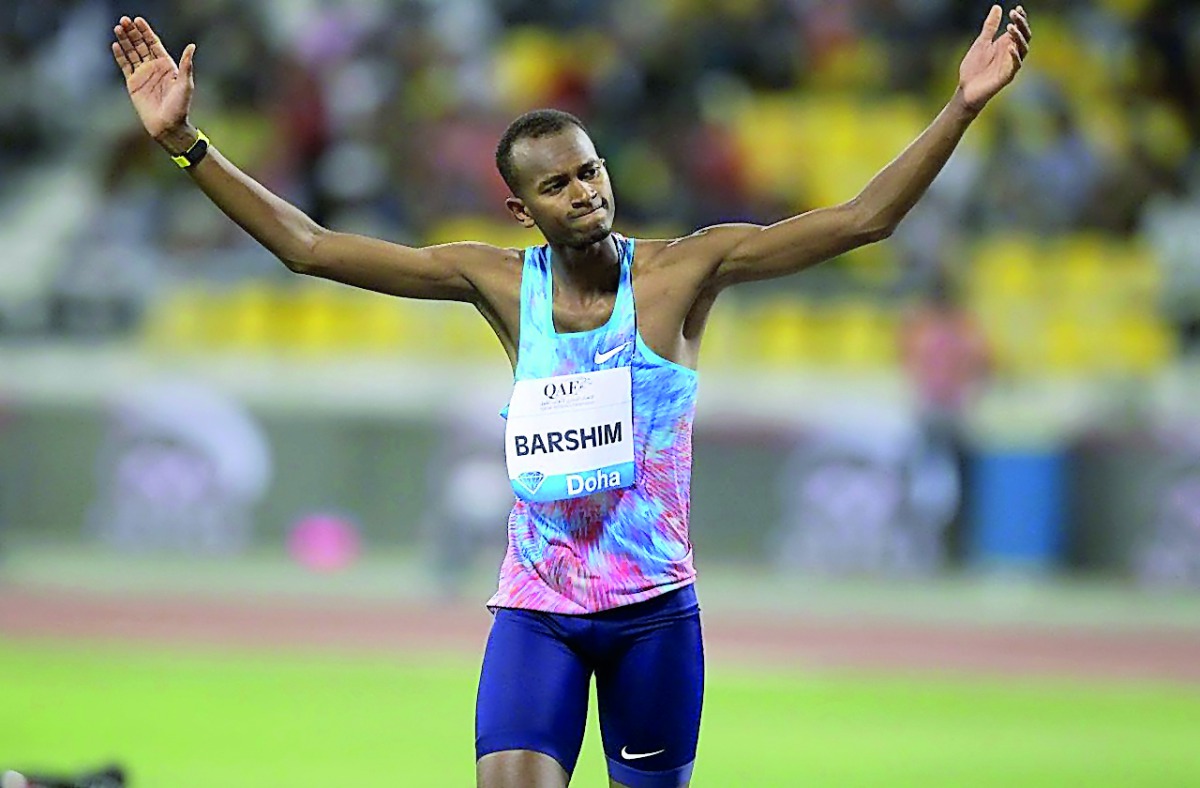 Qatar's Mutaz Essa Barshim celebrates after winning in this file photo.