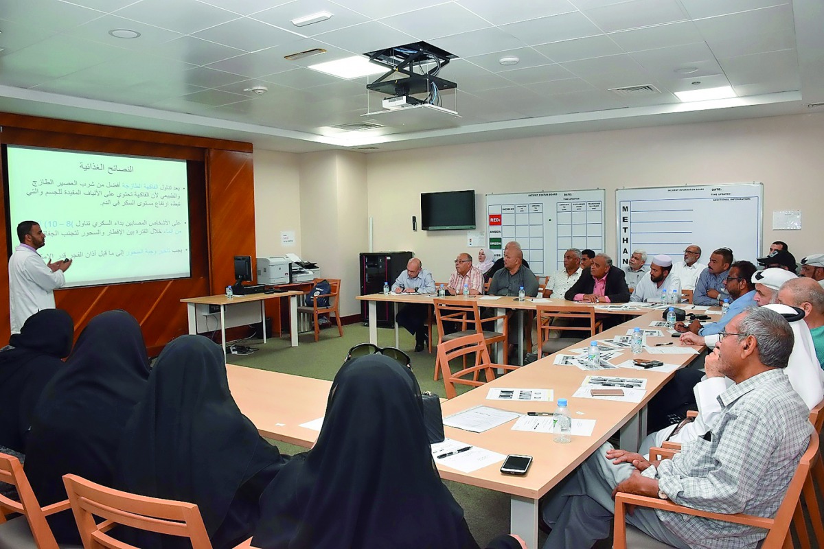 Patients listen to experts at the workshop hosted by the National Diabetes Center at Al Wakrah Hospital.  