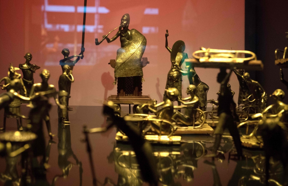 The Ato ceremony of the Kingdom of Dahomey, circa 1934, is pictured, on June 18, 2018 at the Quai Branly Museum-Jacques Chirac in Paris. AFP / GERARD JULIEN