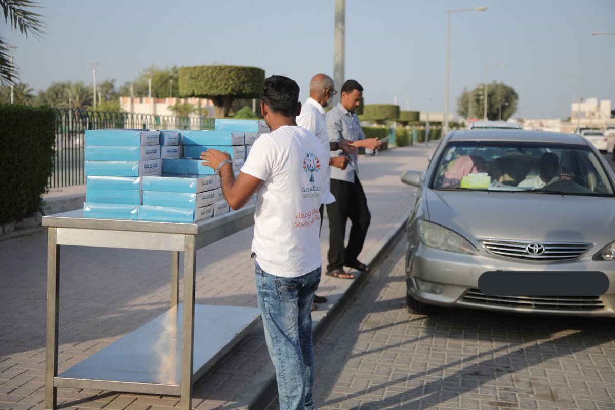 File picture of Hifz Al Naema volunteers distributing Iftaar kits during Ramadan 2018. 